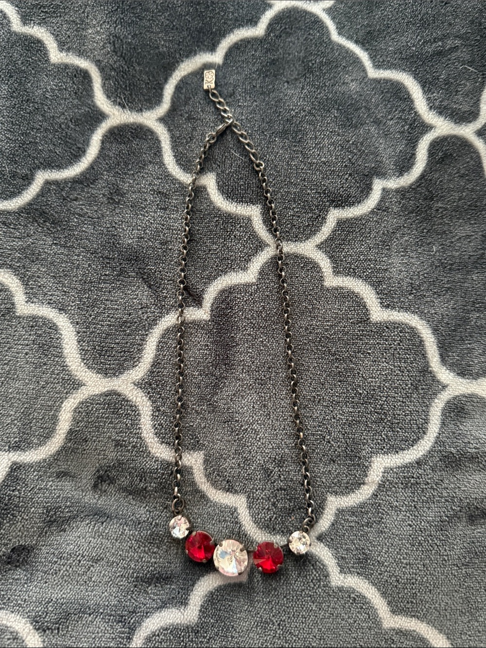 Crystal and Red Glass Stone Necklace - Women Jewelry